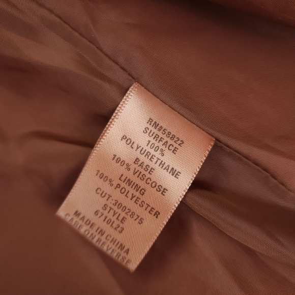 ❣️ Max Studio Brown Tan Vegan Leather Jacket Sz L - Picture 10 of 10